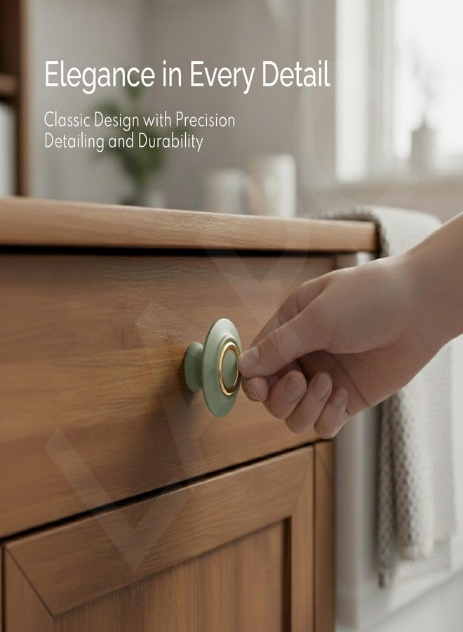 LAPO مقابض خزائن دائرية شديدة التحمل من LAPO، مقابض دفع وسحب مريحة للخزائن ووحدات الأدراج، مصنوعة من الزنك المتين، ضمان لمدة 3 سنوات (لون ذهبي أخضر، عبوة من 3 قطع) - Image 5